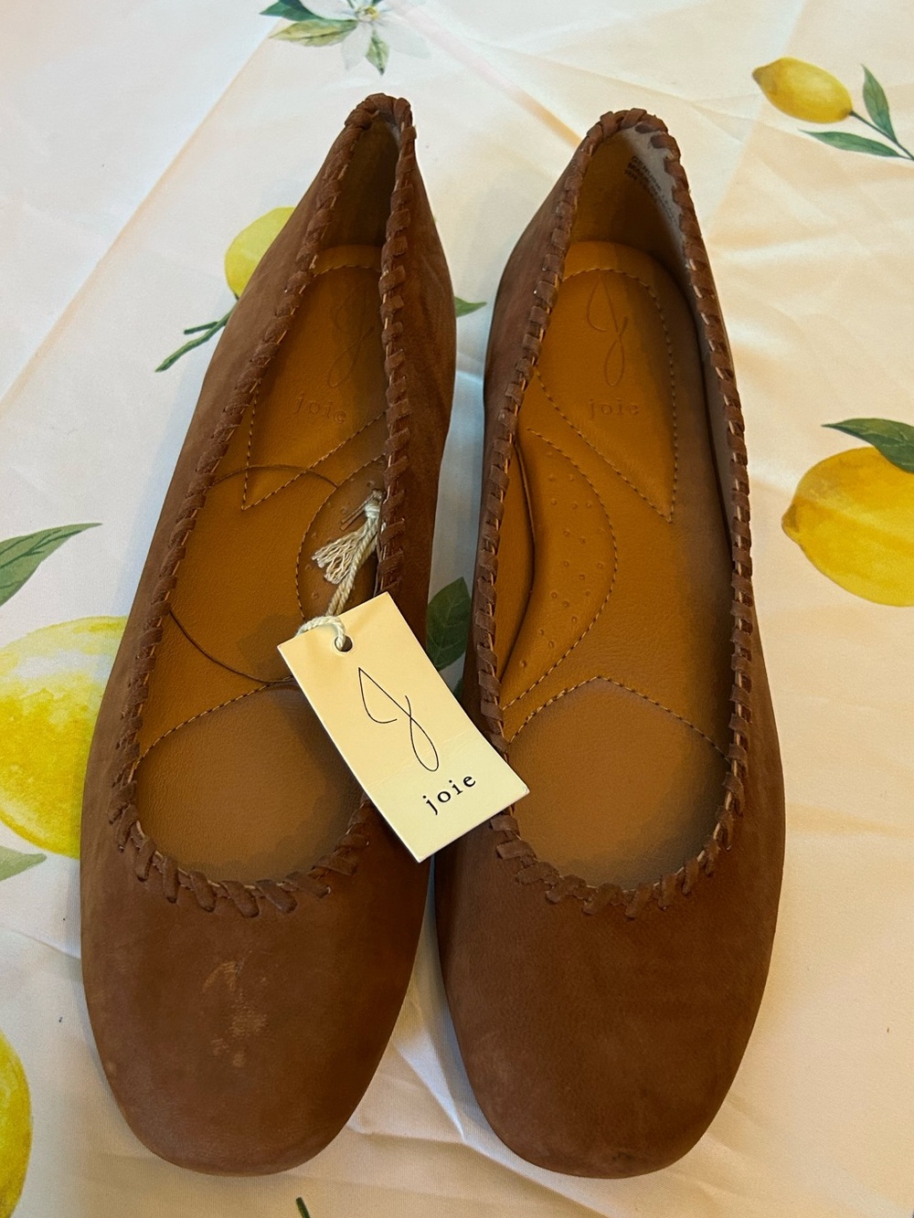 Joie Brown Suede Braided Trim Ballet Flats NWT